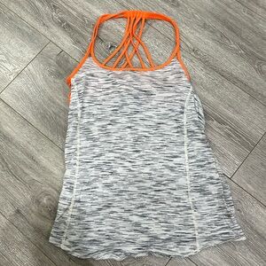 Heather grey + orange Lululemon tank